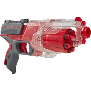 Elite Disruer Blaster - 6-Dart Rotating Drum, Slam Fire, Translucent Red ( Exclusive)