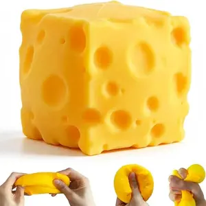 Yellow cheese squeeze toys, Decompression Squeeze, soft and fun toys, rebound sensory toys, help to relax and focus, suitable for adults/children to use sensory cheese toys
