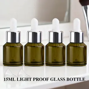 4pcs Mini Refillable Dropper Glass Bottles, Body Silver Color Ring, Leak Proof Travel Home Essentials, Compact Makeup Containers