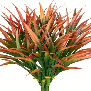 12 Pcs Fake Outdoor Plants Artificial Grass Fall Stems Faux Plastic Plants for Autumn Indoor Outside Garden Hanging Planter Porch Patio Window Box Home Decor Thanksgiving Day