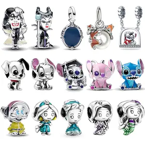 New 2026 S 925 Sterling Silver Halloween Stitch Dumbo Princess Charms Bead For Women Original 925 Bracelet DIY Jewelry Pendant Gift for love