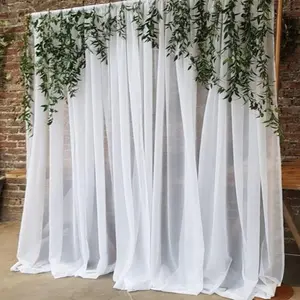 10x7ft White Chiffon Backdrop Curtains (2 Panels 5x7ft Each) - Wrinkle-Free Sheer Fabric Photo Drapes for Wedding Ceremony Arch Birthday  Shower Photography Stage Decor