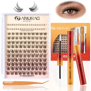 ANURAG DIY Lash Cluster Kit with Bonding Adhesive, Sealing Agent, Remover & TikTok Tweezers for At-Home Eyelash Extensions, Ideal for Girls' Makeup, Christmas Gifts, Eyelashes，#SummerWins #DealsForYouDays #Father's Day gift