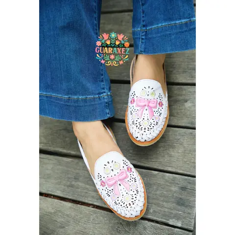Coquette Bow Mexican Flats Huaraches White