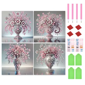 4pcs Partial Drill Special Shaped Rhinestones DIY 5D Diamond Art Painting Kits 30x30cm Diamond Painting Kits Crystal Rhinestone Paintings for Home Wall Decor