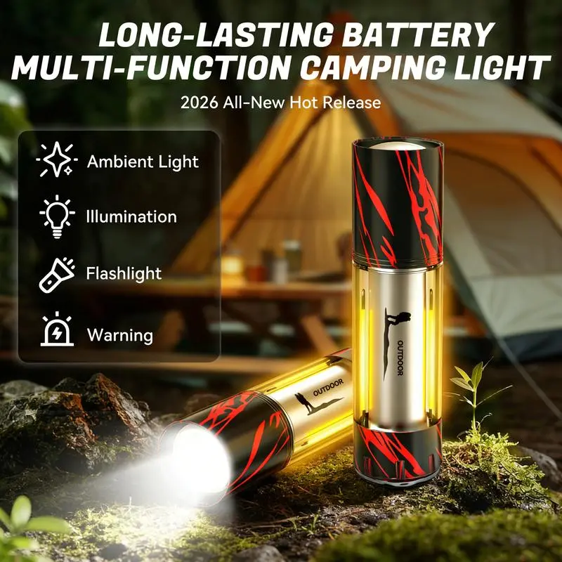 Rechargeable LED Flashlight - 3-Light Source COB Torch, 5-Mode Brightness Adjustment, Type-C Fast Charging, High-Brightness Portable Handheld Outdoor Gadgets with Camouflage for Camping, Emergency Use, Cars Accessories