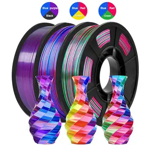 Silk Pla 3D Printer Filament Set, Glossy Tricolor 1.75mm, Multi Color 3D Printing Filament for Most FDM 3D Printer, 3 Rolls X 250g Each