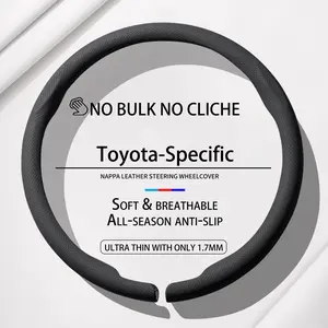 Toyota Steering Wheel Cover, Ultra-Thin Napa Leather, Anti-Slip & Sweat-Proof Grip, Fits Toyota Camry, Corolla, RAV4, Highlander, Tacoma, 4Runner, 14.5-15 Inch Universal Round Fit, Premium Car Interior Accessories Automotive Steeringwheelcover