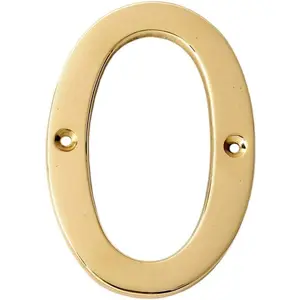 4" Brass Hou Hotel Door Number Plaque Numeric Numerical Digit 0-9 (0 (Zero))