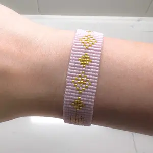 Gold and pink diamond beaded bracelet