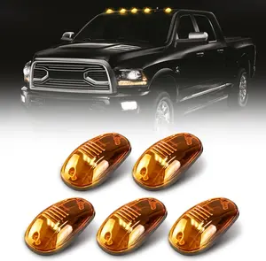 5x Cab Lights LED Rooftop Cab Marker Lights Roof Top Clearance Light, Amber Lens Amber Light Roof Running Lights Compatible with Ram Vans SUV POV Vehicle