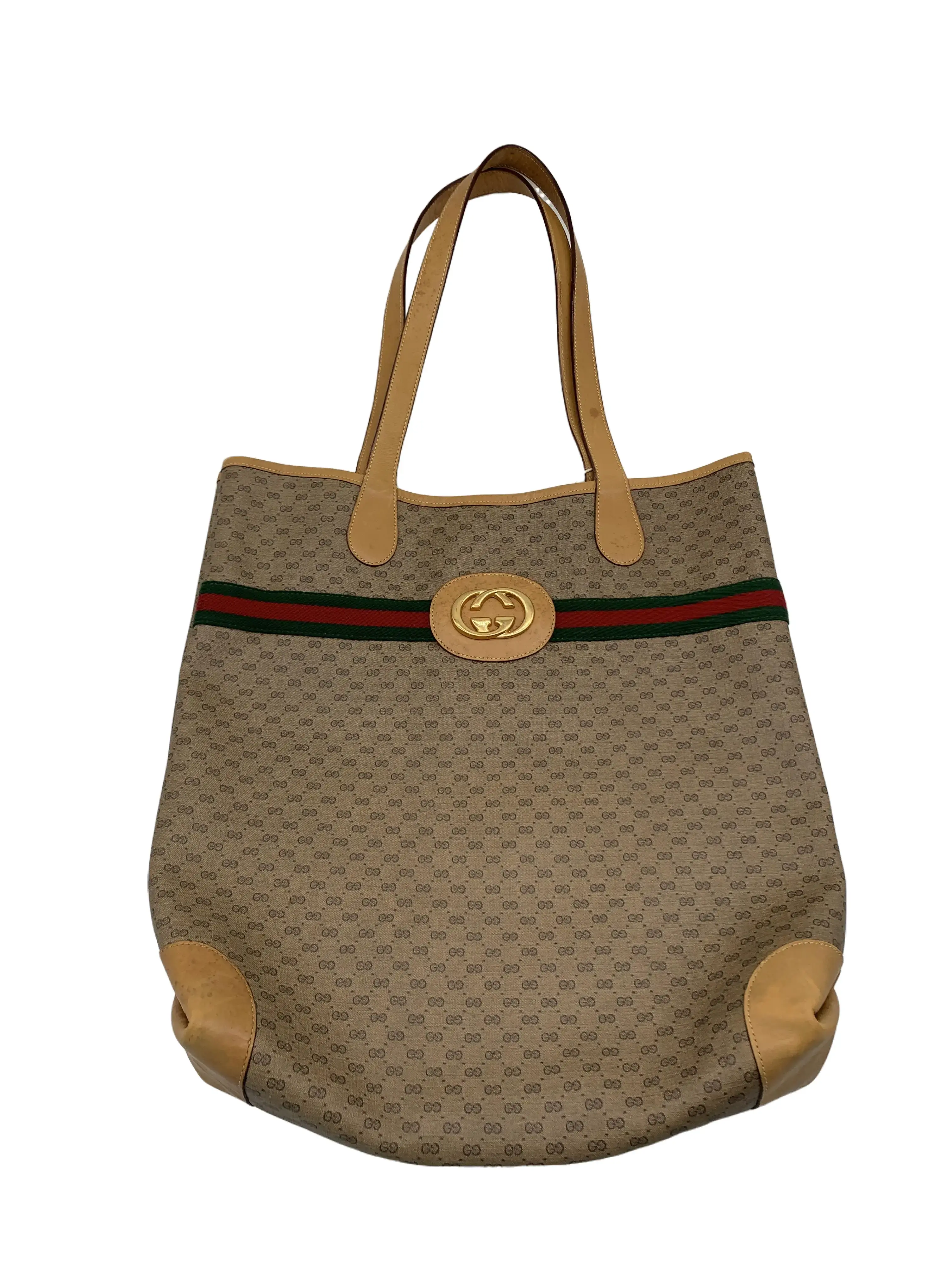 Pre-owned GUCCI Vintage GG Web Stripe Tote Bag/wj07125027/5027