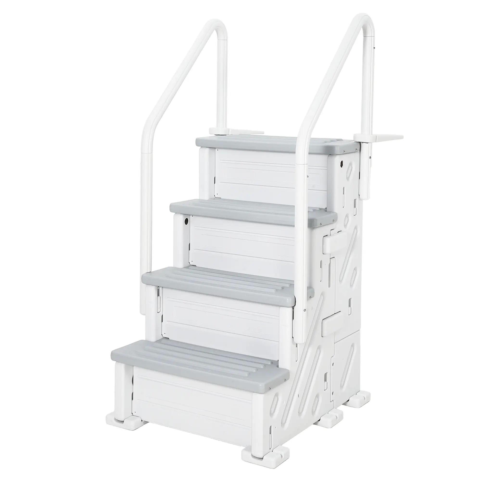 4-Step Pool Ladder Double Handrails Stair with Non-Slip Heavy Duty Steps update 500 lbs Weight Capacity | Fits 48-54 in Inground & Above-Ground Pools  Sturdy PE Construction for Outdoor Pool Deck