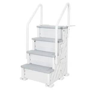 4-Step Pool Ladder Double Handrails Stair with Non-Slip Heavy Duty Steps update 500 lbs Weight Capacity | Fits 48-54 in Inground & Above-Ground Pools  Sturdy PE Construction for Outdoor Pool Deck