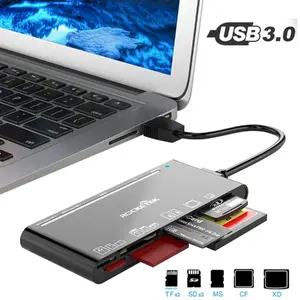 7-in-1 USB 3.0 Memory Card Reader Adapter Hub for SD CF TF Micro SD XD MS High-Speed Data Transfer Compatible with PC Mac Linux Chrome OS Windows