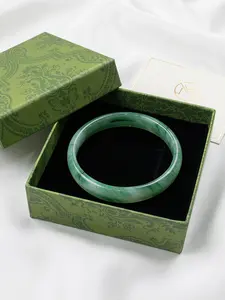 Elegant Classic Floral Bangle Bracelet, Organic Glass, Traditional Chinese Aesthetic Jewelry, Gift Box Included, Perfect Present for Women