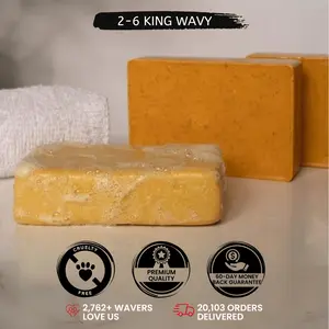 2-6 King Wavy Turmeric Face Bar 20g Dark Spot Removal Unscented Soap for Flawless Skin Repair & Moisture Cleanser
