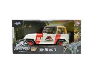 Jurassic World 1:32 Jeep Wrangler Die-cast Car White/Red Durable Engaging Toy for Kids and Adults 32129 by Jada