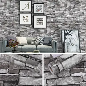 3D Brick Stone Wallpaper Roll and Wall Panels Roll, Self-Adhesive Waterproof Moisture-Proof Removable Peel-and-Stick Wall Sticker, Ideal for Living Room Furniture Decoration