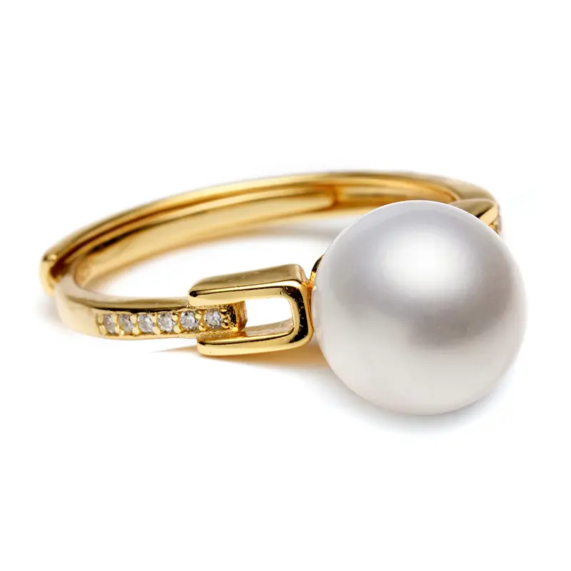 Elegant Freshwater Pearl Ring with Gold Halo Accent and Interlocking Wrap Design, Minimalist Luxury Anniversary Jewelry for Women