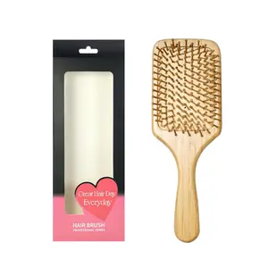 Bamboo Hair Brush, Natural Wooden Anti-static Detangle Brush, Hair Scalp Massage Comb, Heatless Styling Tools for Women and Men