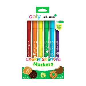 OOLY x Girl Scouts Cookie Scented Set - Markers, Gel Pens and Erasers - Scented Kids Coloring and Writing Set - Ages 6+