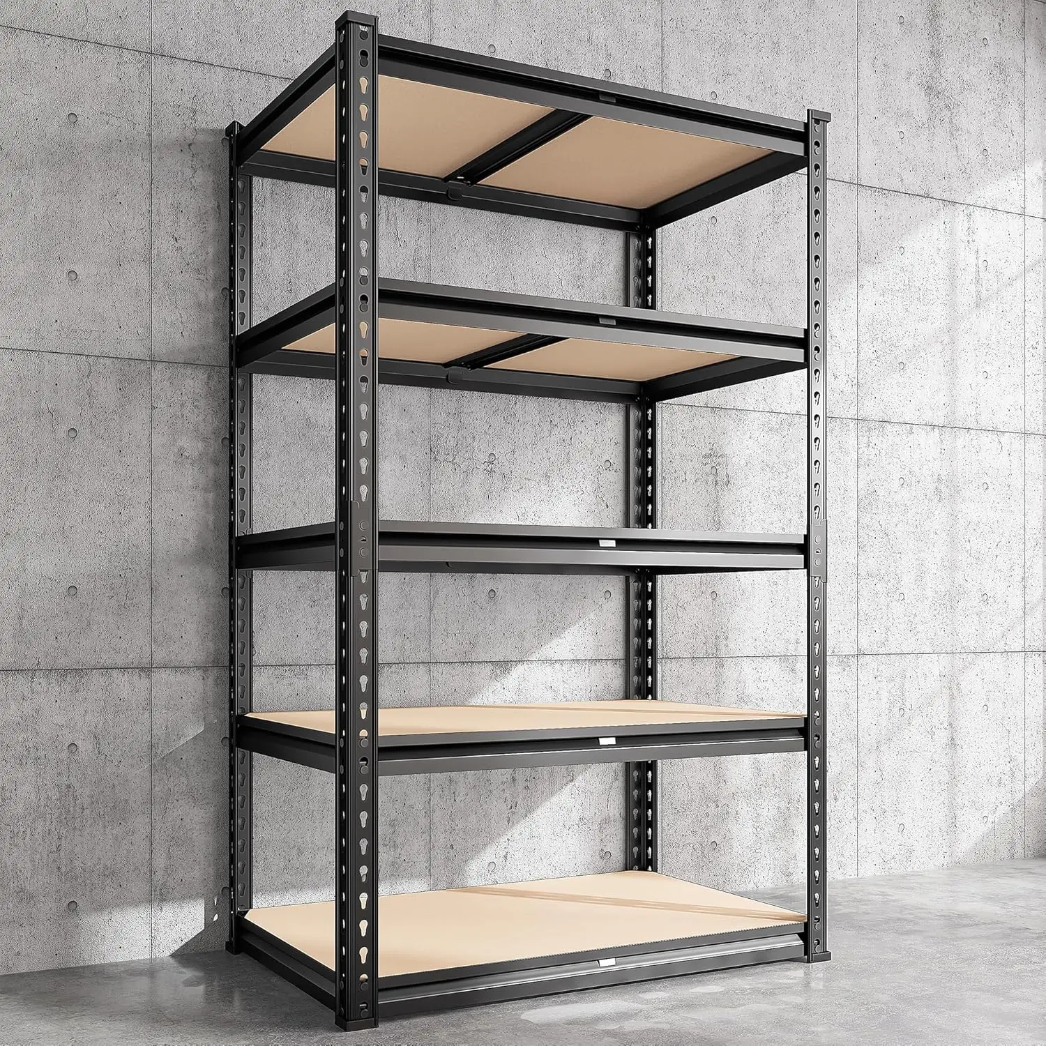 Raybee Adjustable 5-Tier Metal Storage Shelves, Garage Storage Shelving Unit for Warehouse Pantry Basement Heavy Duty Utility Rack Tool Shelf