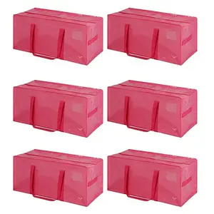 6-Pack Extra Durable Large Moving Bags, Ultra-Large Capacity, Thick Wear-Resistant Material, Comfortable Handle, Reinforced Zipper, Bedding Storage Bags