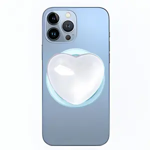 Cute White Heart Phone Grip Compatible with MagSafe, Adapter Ring for MagSafe Included, Magnetic Phone Grip for Android Phones & Kindle, Wireless Charging Compatible - 3D Foldable Phone Holder