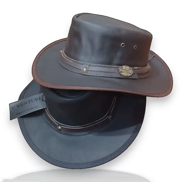 Handmade Leather Cowboy Hats - Wholesale Bulk Lot - Made in Pakistan, Two Colors 10 peices