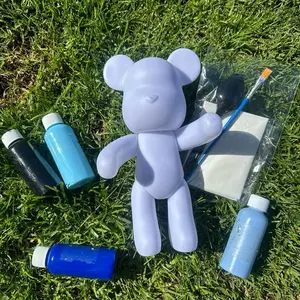Bear Pouring Paint Set Fluid Art Set Colors Tools Metallic Acrylic 1Set Art Crafts Coating Pigment Usage for Unique Bear Figure Decoration