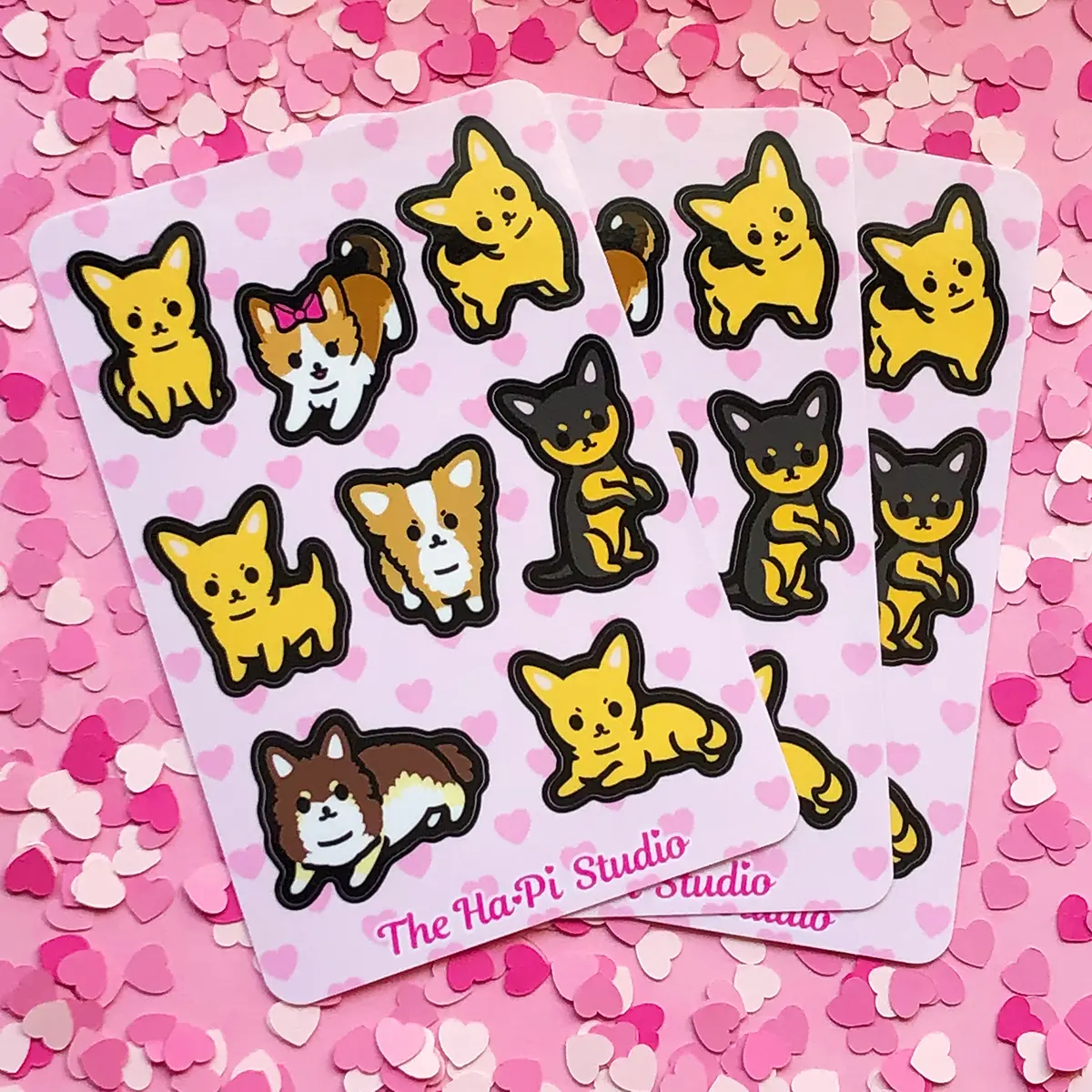 Chihuahuas Glossy Vinyl Sticker Sheet | Apple-head, deer-head, long coat, and short coat chihuahua stickers | Waterproof and weatherproof stickers
