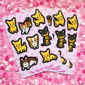 Chihuahuas Glossy Vinyl Sticker Sheet | Apple-head, deer-head, long coat, and short coat chihuahua stickers | Waterproof and weatherproof stickers
