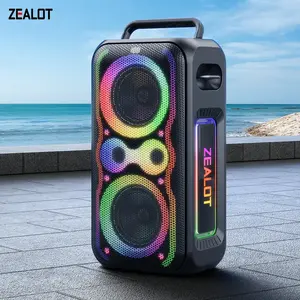200W【ZEALOTs PT21】Portable wireless speaker, high fidelity sound and audio, desktop Bluetooth speaker surround sound,RGB ambient light, 48000mAh long battery life, supports USB/TF card/AUX/BT smartphones. Ideal choice for family/car/party/camping