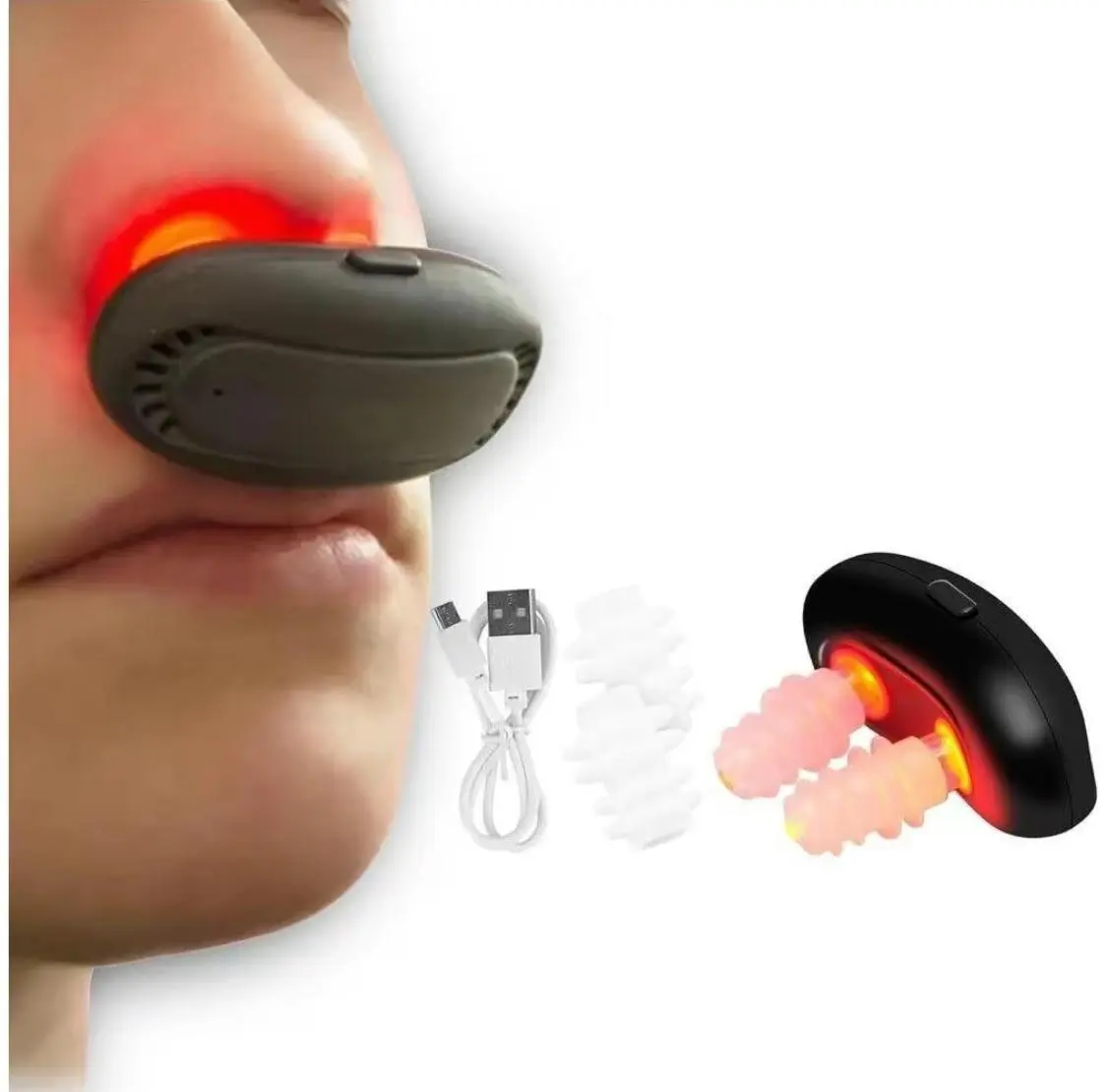 Portable Red Light Nasal Therapy Device for Nose & Sinus Comfort, USB Rechargeable Nasal Care Device with Soft Silicone Tips, Easy Home & Travel Use for Seasonal Relief