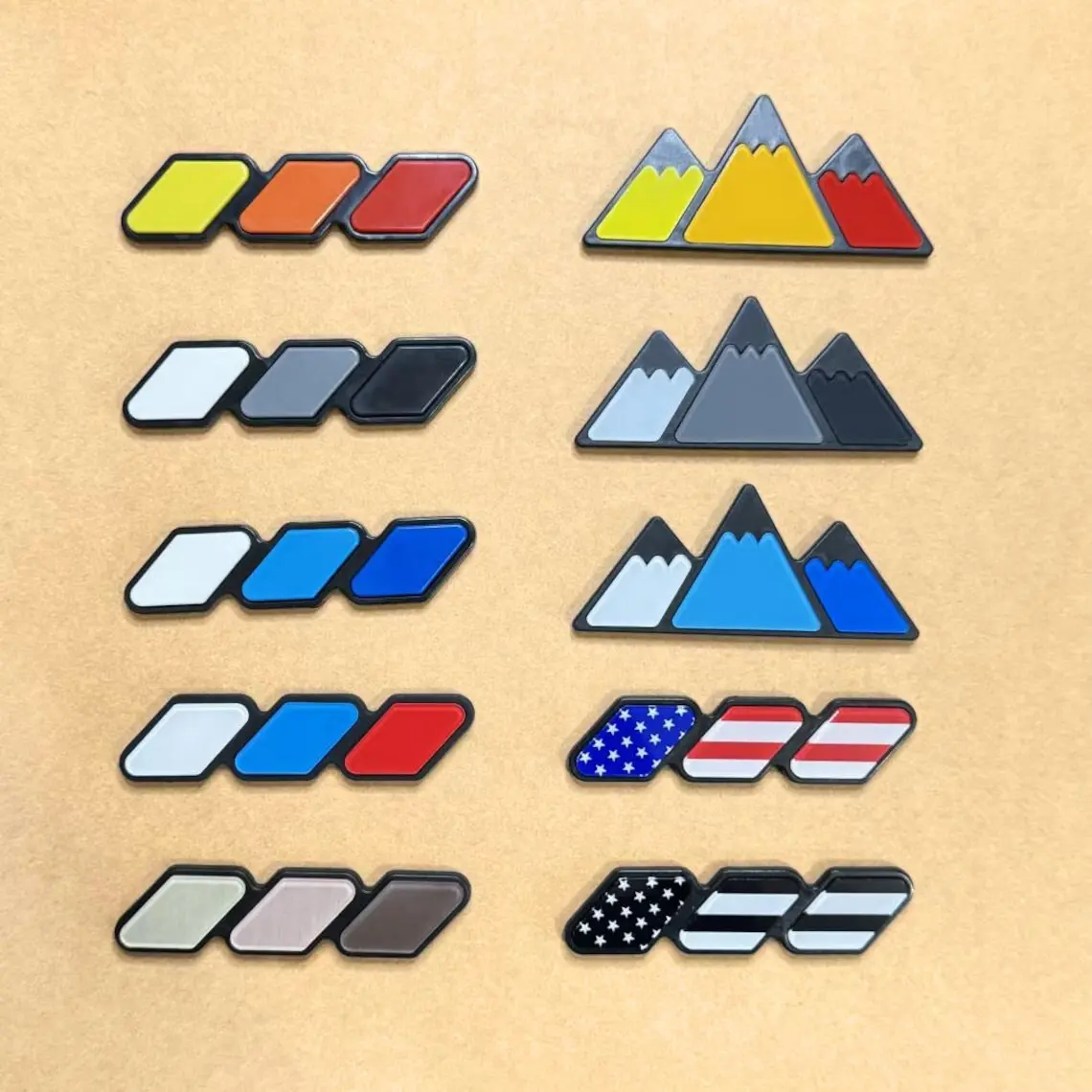 Tri-Color Grille Badge Emblem for Toyota Tacoma 4Runner Tundra Sequoia RAV4 Highlander – Front Grill Decoration Accessory