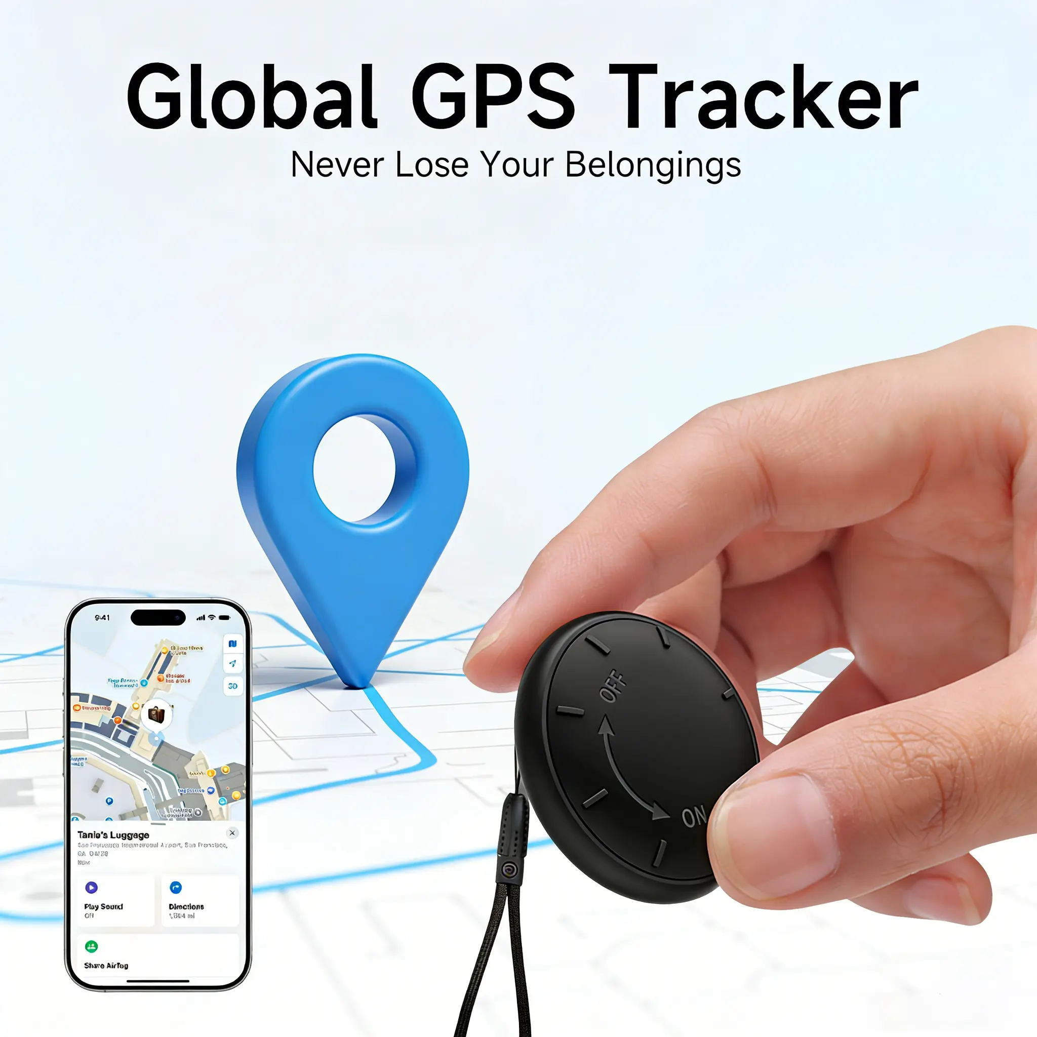 [Free Delivery] Mini GPS Tracker - Suitable for children and pets; iOS/Android Compatible, Anti-Loss, 1-Touch Navigation for Children, Pets, Keys, Wallets, Luggage