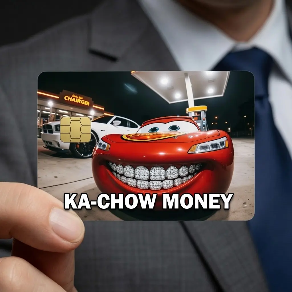 Funny Ka-Chow Money Red Race Car Credit Card Skin Matte Waterproof Sticker Decal Cover for Debit and Credit Cards