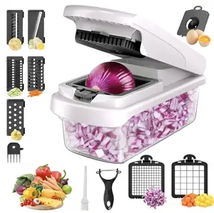 Multifunctional Manual Vegetable Chopper, Kitchen Slicer Dicer Cutter, Kitchen Cooking Gadget for Onion Potato French Fries Fruit Veggie Cutting Tool