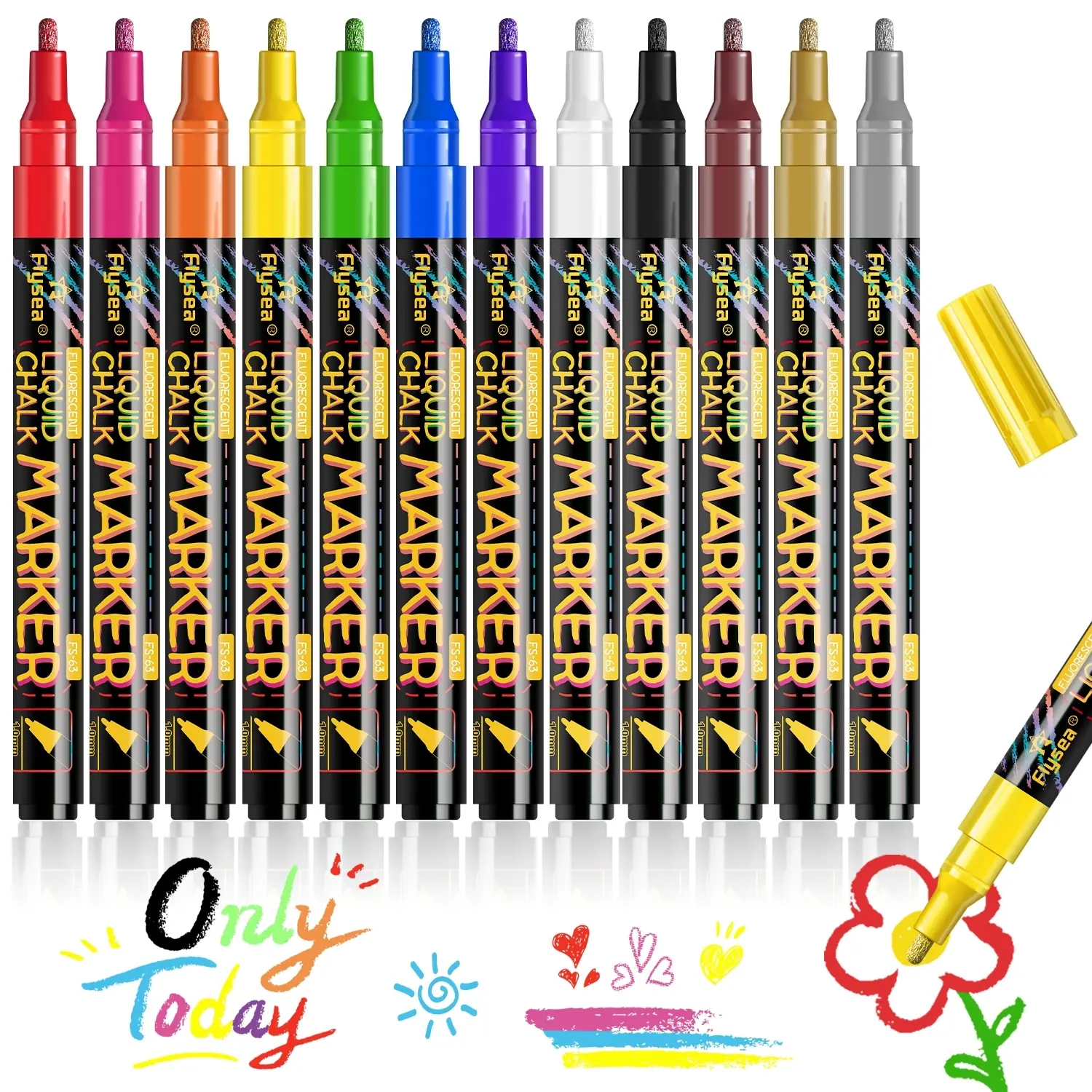 Liquid Chalk Marker Pen, 8/12pcs Washable & Dry Erase Marker Pen, Multi-purpose Art Markers for Chalkboard, Whiteboard, Glass Window, Summer Gifts