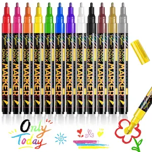 Liquid Chalk Marker Pen, 8/12pcs Washable & Dry Erase Marker Pen, Multi-purpose Art Markers for Chalkboard, Whiteboard, Glass Window, Summer Gifts