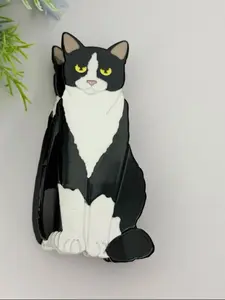 Tuxedo Cat Double-Sided Durable Plastic Clip, Cute Cat Inspired Gift for Catlovers, Premium Hair Accessory for Catmom, Wife, Her, Bestie, Bff, Super Cute Clips, Hairclips, Goddess Hair Clip