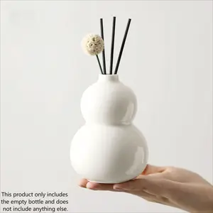 1Pc Ceramic Gourd Vase, Irregular Unique Design, High Appearance Decor for Living Room & Entrance, Ideal for Water Plant Arrangement, Hydroponic Flower Holder, Geometric Narrow Mouth Home Ornament for Desktop, Aroma Diffuser Stick & Incense Holder