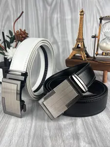High quality automatic buckle, fashionable geometric shape, 1.38in/3.5cm wide men's and women's casual waist belt, ratchet adjustable daily commuting belt, jeans accessory belt, casual pants accessory belt, holiday gift.