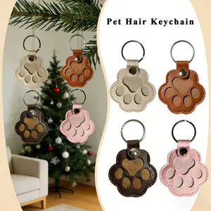 Pet Fur Storage Keychain 4PCS Cute Leather Paw Keychain Pet Hair Keepsake Keyring Unique Memorial Collection Keychain Pet Memorial Gifts for Bag Purse Paw Charm Key HolderWhite, Gray, Pink, Brown