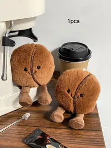 Cute Plush Keychain Trio, Fuzzy Keychain, Coffee Bean & Taco Sandwich & Fried Egg Design Keychain, Bag Charm for Food Lovers, Bag Decoration