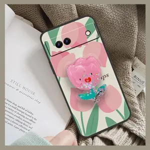 Simplicity TPU Phone Case For Google Pixel6A Durable Waterproof Anti-knock Glitter phone lens protection Cute Silicone Kickstand Back Cover Rotatable stand Cartoon Dirt-resistant