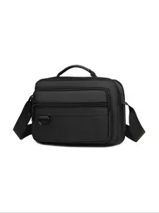Men's Casual Business Shoulder Bag, Multi-Layer Crossbody Design with Adjustable Straps, Multifunctional Portable Wallet, Zip Closure, Versatile Shoulder Bags