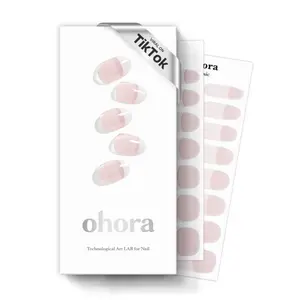 Ohora Semi Cured Gel Nail Strips - 2 Prep Pads, Nail File & Wooden Stick Included, Easy to Apply & Remove, Vegan & Cruelty-Free, Long Lasting Gel Nails