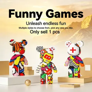 Multicolor Large Love Bear Flower Heart 3D Puzzle Blocks, Home Office Decor, Party Decoration, Ideal Gift for Thanksgiving Christmas